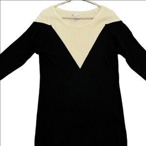 -- Cache Black and White Color-Block Sweater